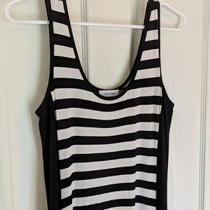 Calvin Klein Black & White Striped Maxi Dress